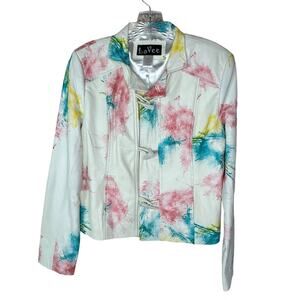 Vintage Y2K Watercolor Splash Leather Jacket